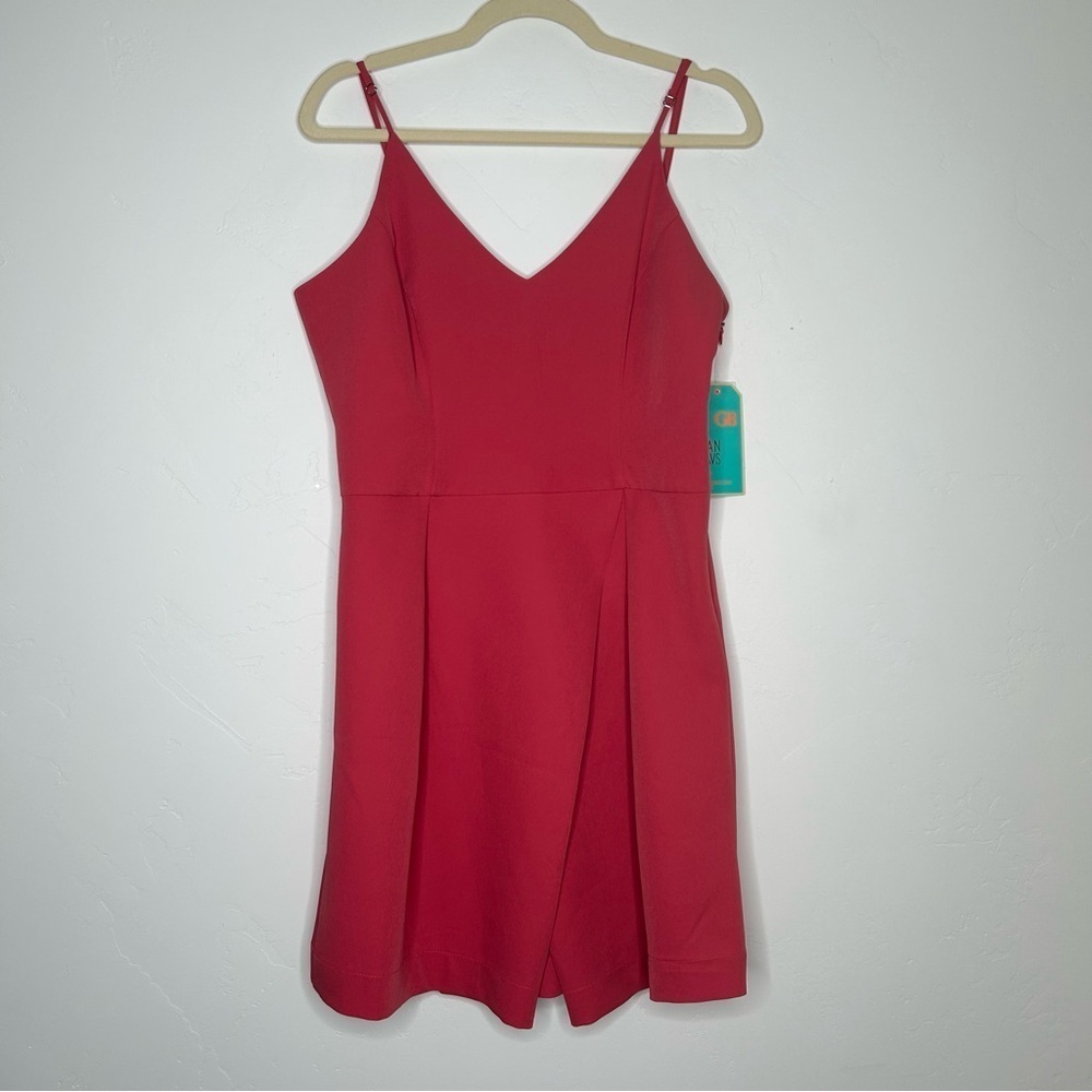 NWT Gianni Bini Mini Dress Rose Pink Faux Wrap Wedding Guest Summer Dress L